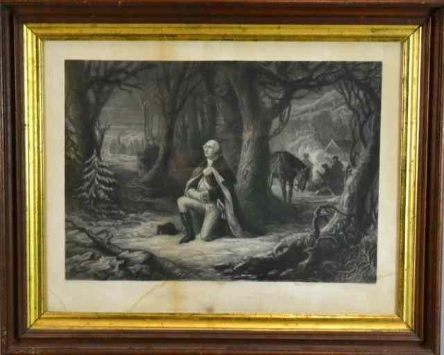 Appraisal: THE PRAYER AT VALLEY FORGE ETCHING etching of Washington on