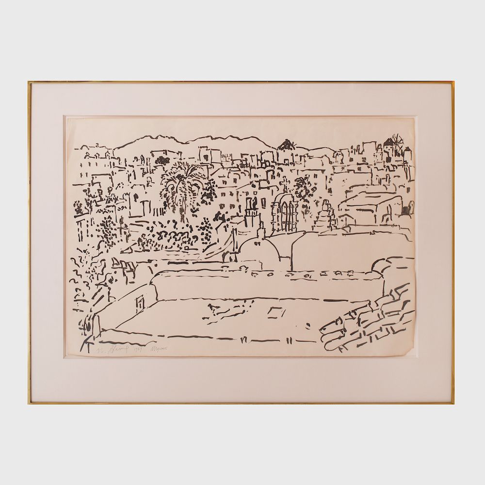 Appraisal: Nell Blaine - Mykonos Ink on paper signed 'N Blaine'