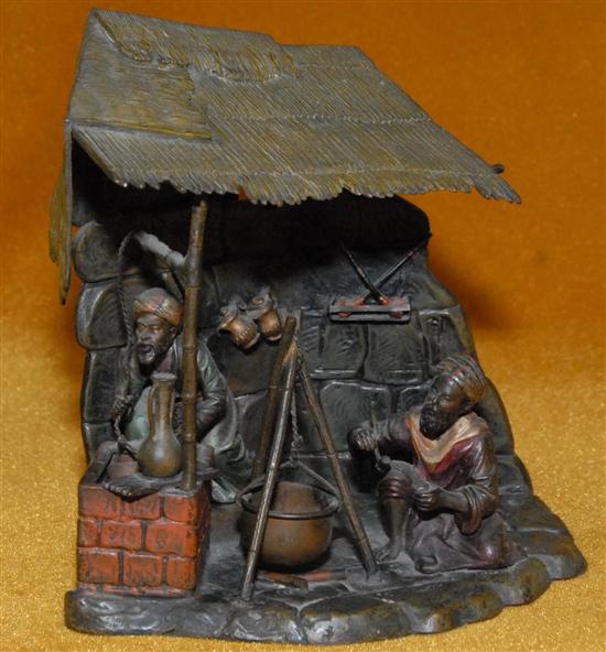 Appraisal: VIENNA BRONZE COLD PAINTED FIGURAL GROUP Orientalist campsite H