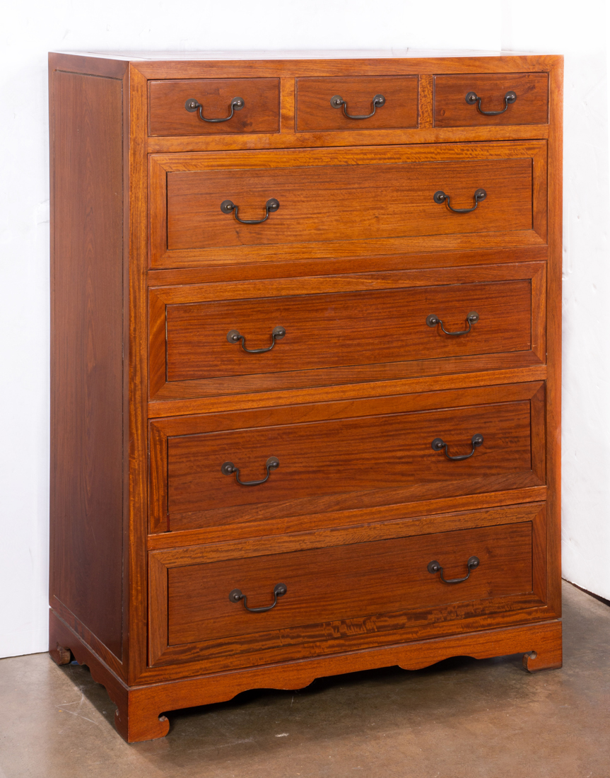 Appraisal: CHINESE HARDWOOD CHEST OF DRAWERS Chinese hardwood chest of drawers