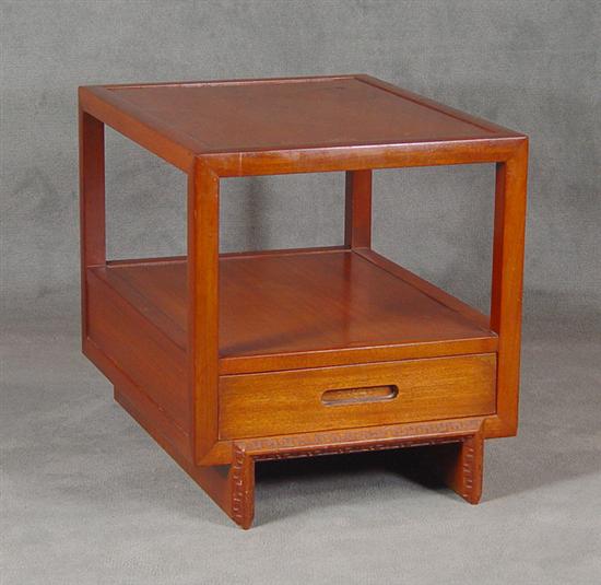 Appraisal: Frank Lloyd Wright Henredon Talesin Lamp Table Mahogany Molded top