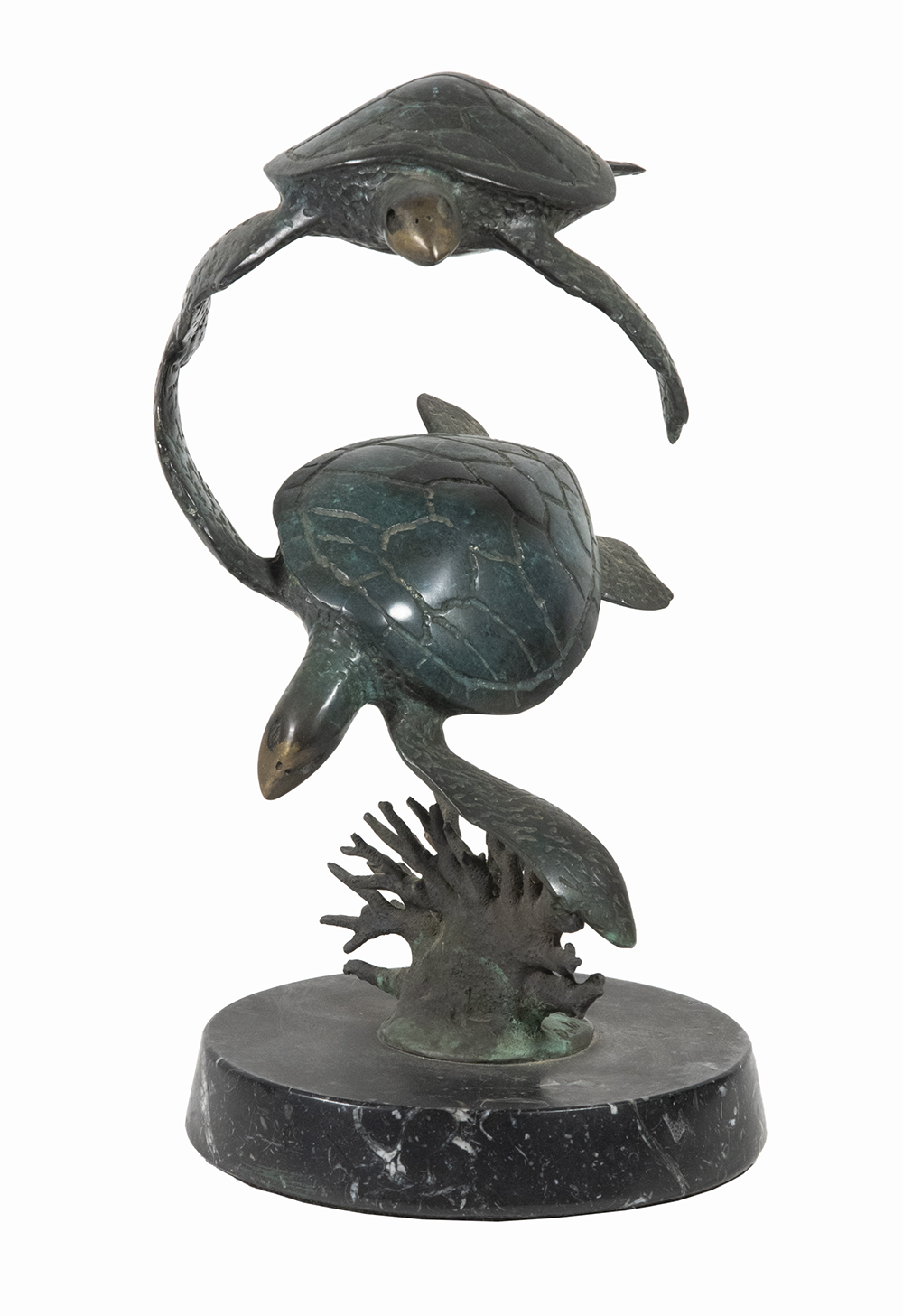 Appraisal: DALE EVERS HAWAII Wildlife Sculpture of Two Sea Tortoises patinated