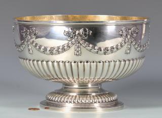 Appraisal: Edwardian Sterling Silver Center Bowl Edwardian sterling silver half-fluted bowl