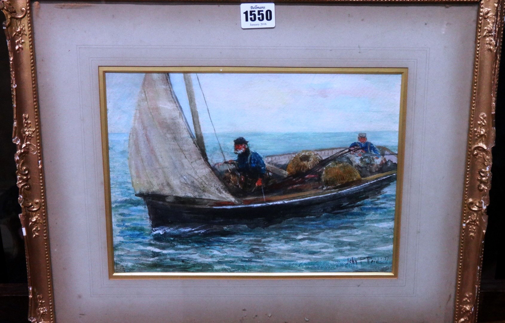 Appraisal: John Robertson Reid - A fishing boat watercolour signed and