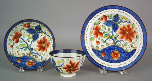 Appraisal: Gaudy Dutch plate th c in the sunflower pattern dia