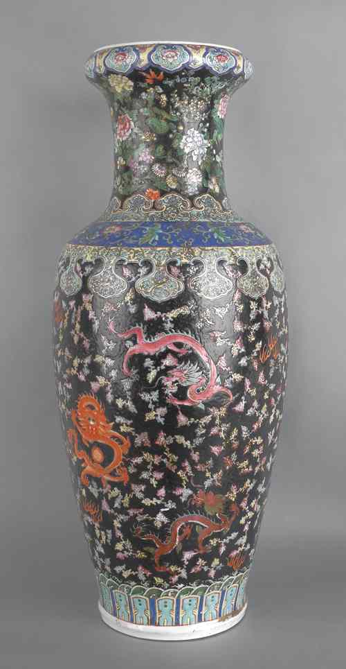 Appraisal: Chinese porcelain famille noir palace vase h together with a