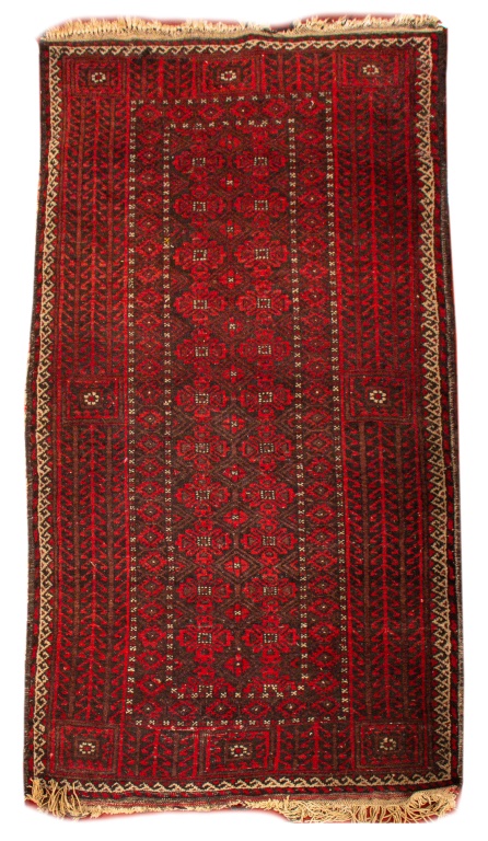 Appraisal: ANTIQUE BOKHARA WOOL RUG ' X ' Antique Bohkara hand-woven