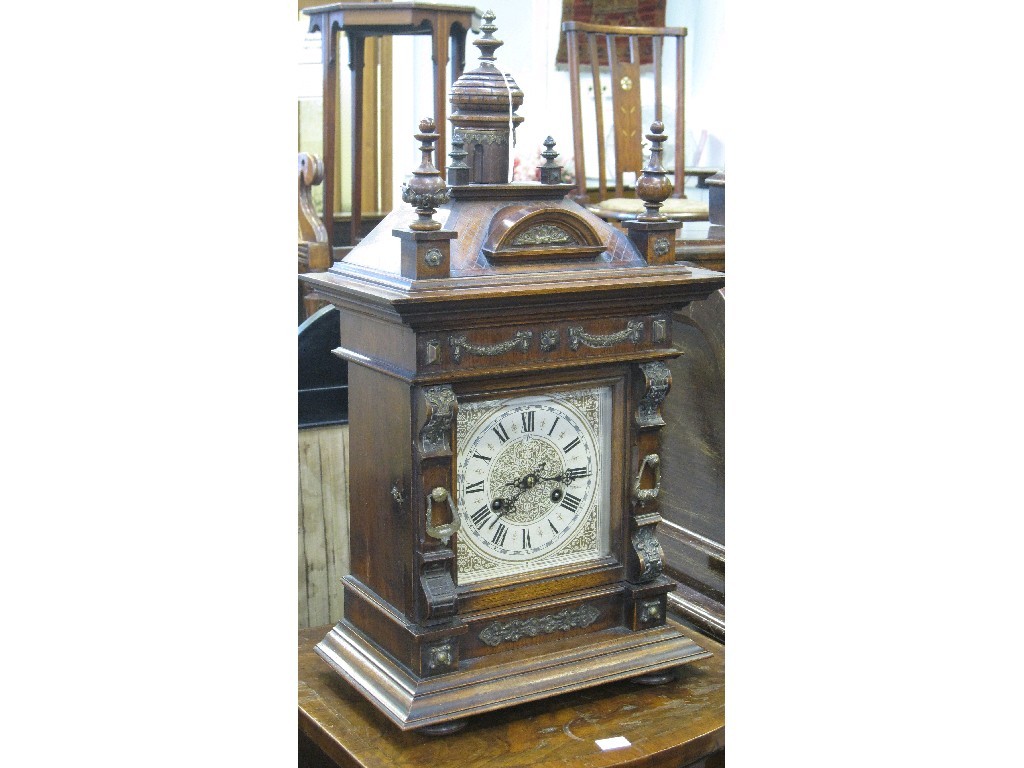 Appraisal: Oak cased architectural mantle clock