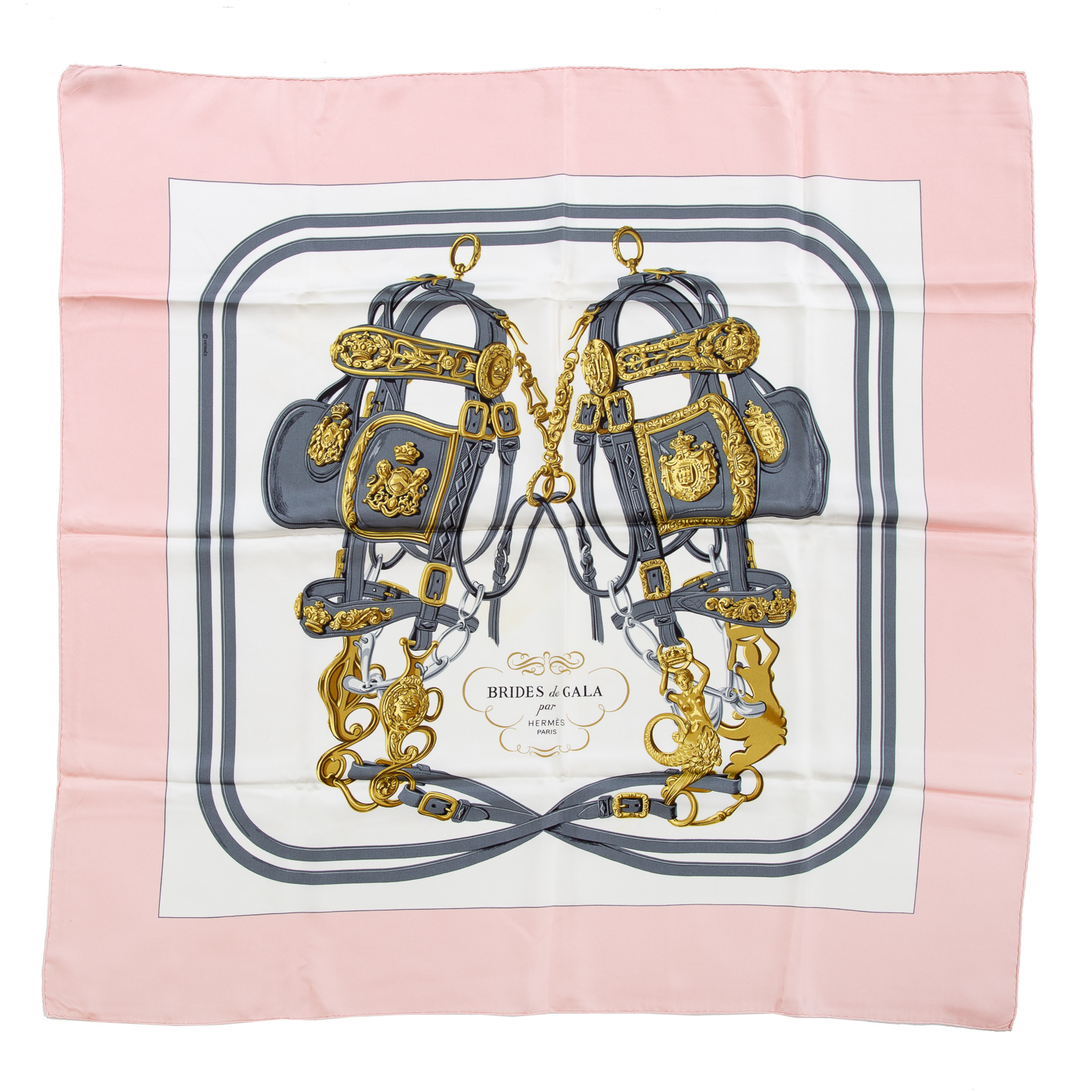 Appraisal: AN HERMES BRIDES DE GALA SCARF Pink and multicolor Hermes