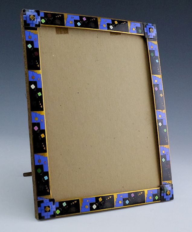 Appraisal: Austrian Art Deco Enamel Gilt Brass Picture Frame Antique Art