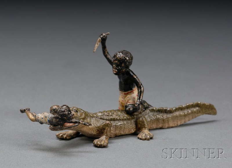 Appraisal: Viennese Cold Painted Bronze Figure of an Alligator and Two