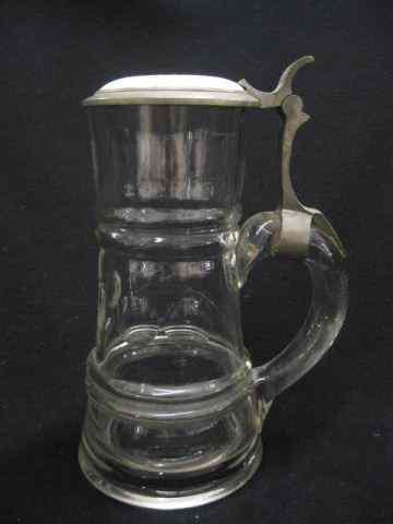 Appraisal: German Cut Crystal Stein porcelain inlaidtop - ''