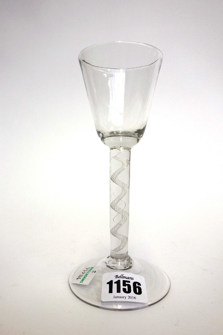 Appraisal: An English wine glass circa with rounded funnel bowl and