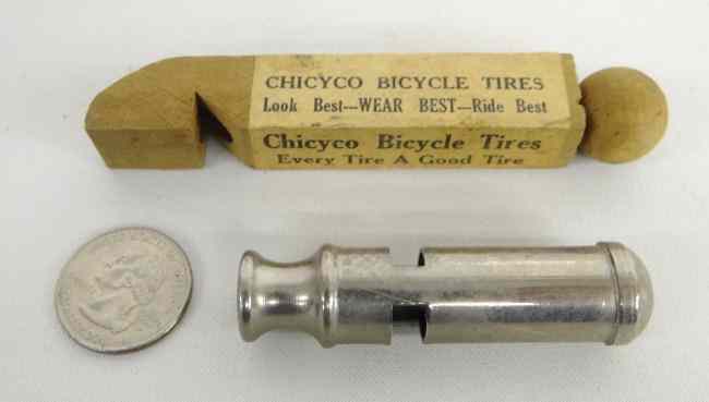 Appraisal: Advertising whistle Chicyco Bicycle Tires and nickel plate siren