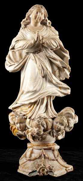 Appraisal: Italian Carved Alabaster Madonna th century full length figure of