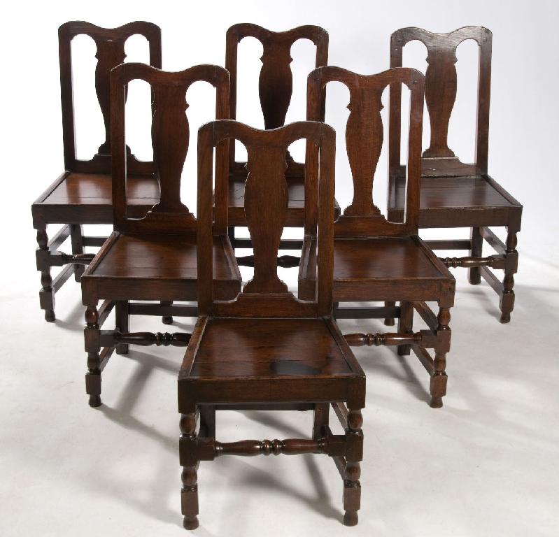 Appraisal: SET OF SIX PROVINCIAL OAK AND FRUITWOOD DINING CHAIRS EARLY