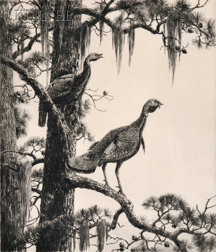 Appraisal: Aiden Lassell Ripley American - Wild Turkeys Signed A Lassell