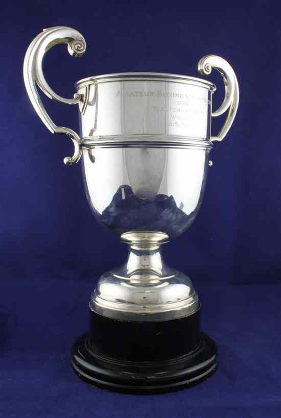 Appraisal: A George V silver two handled boxing presentation trophy cup