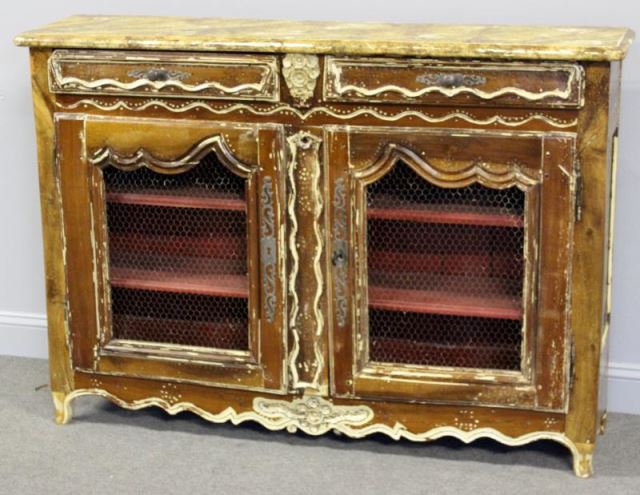 Appraisal: th Century French Server with Faux Painted Top From a