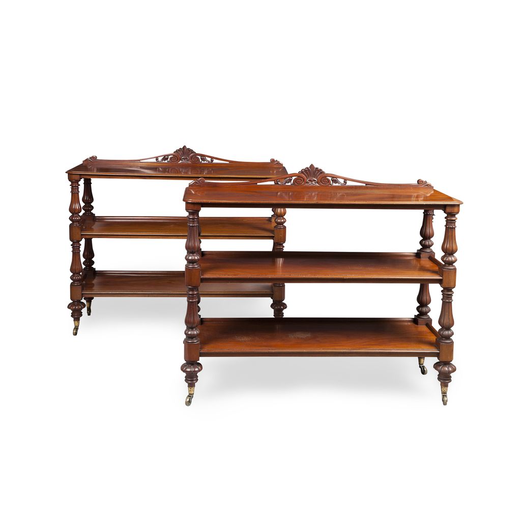 Appraisal: PAIR OF WILLIAM IV MAHOGANY BUFFETS TH CENTURY the foliate