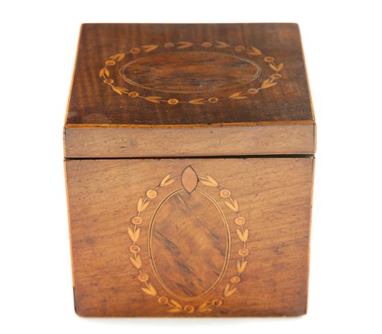 Appraisal: Sale Lot An English Marquetry Decorated Tea Caddy th century