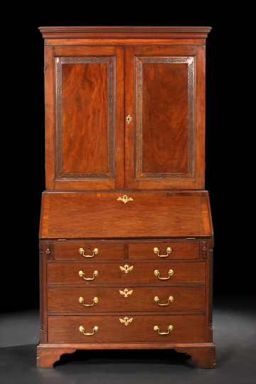 Appraisal: George III Mahogany Secretary Bookcase fourth quarter th century the