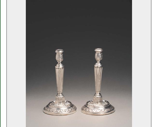 Appraisal: PAIR OF ITALIAN SILVER CANDLESTICKS PROBABLY EARLY NINETEENTH CENTURY Each