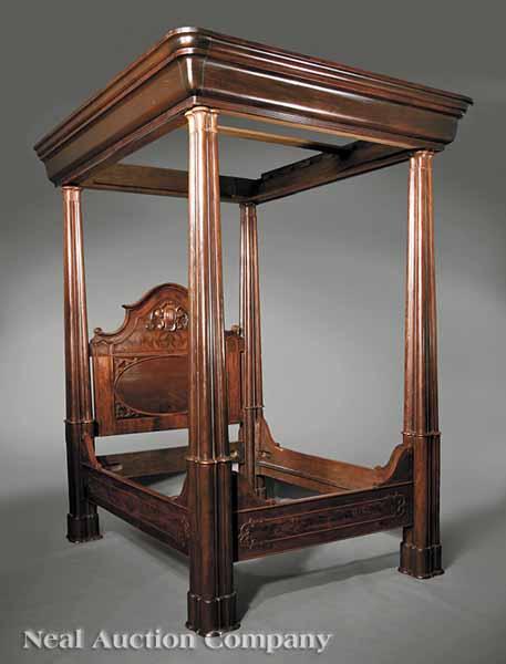 Appraisal: An American Rococo Mahogany Tester Bed mid- th c New