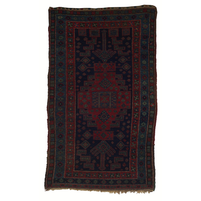 Appraisal: Kurdish Bidjar rug c geometric design with central medallion some