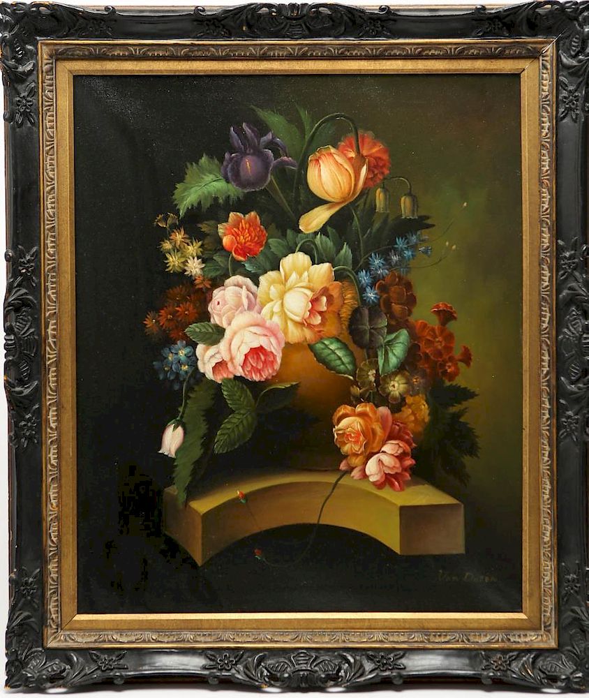 Appraisal: Van Duzer Dutch Manner Still Life Oil on Canvas Dutch