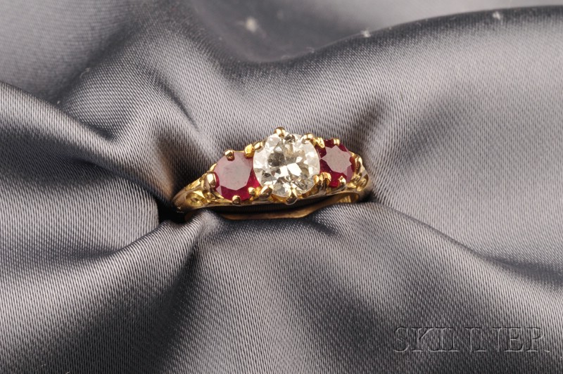 Appraisal: kt Gold Diamond and Ruby Ring set with a full-cut