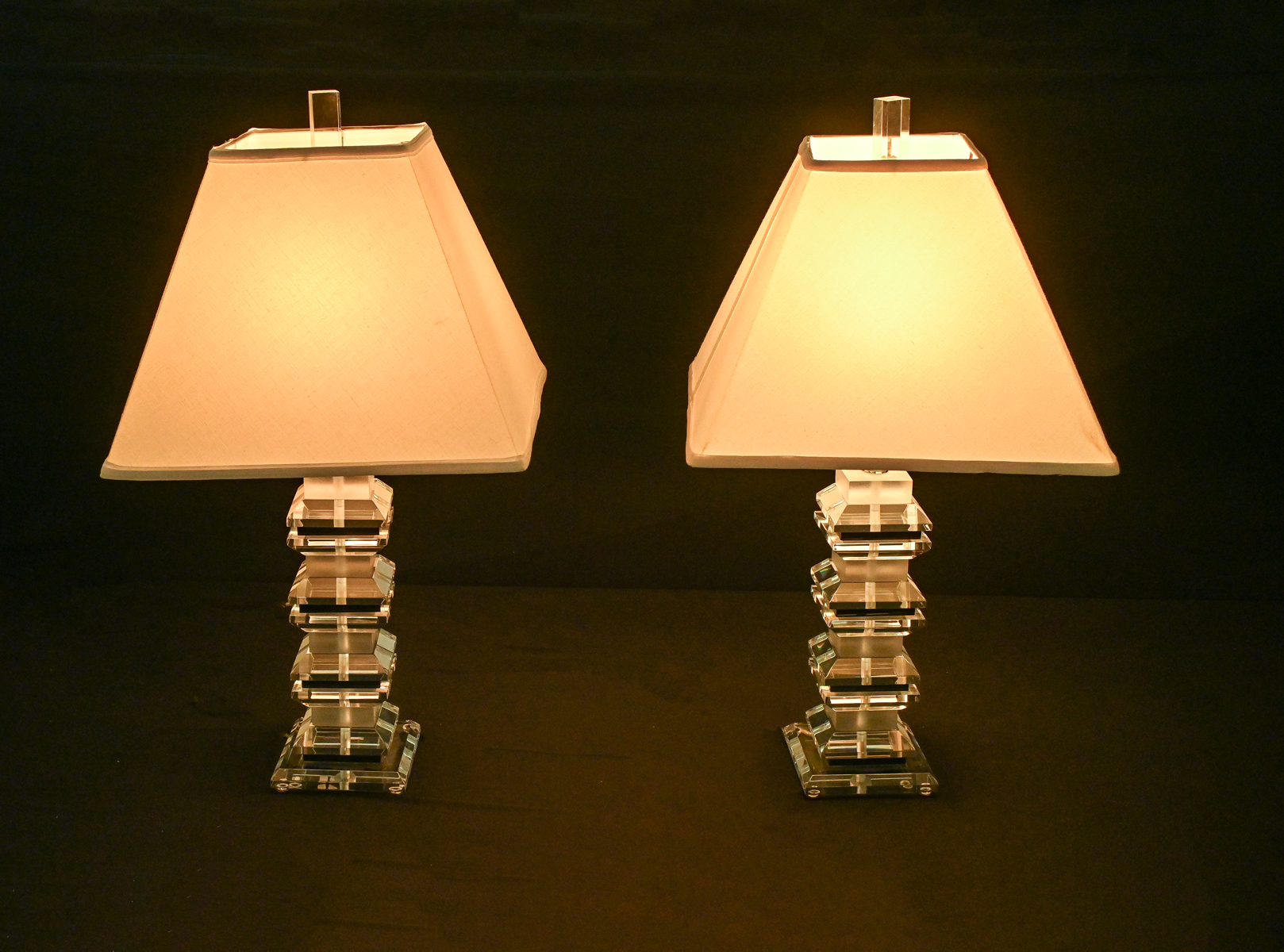 Appraisal: PAIR OF KARL SPRINGER STYLE ACRYLIC TABLE LAMPS Pair of