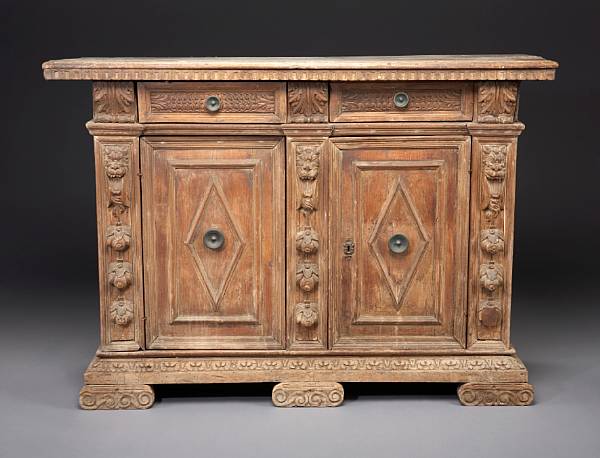 Appraisal: A Renaissance style walnut credenza late th century The rectangular