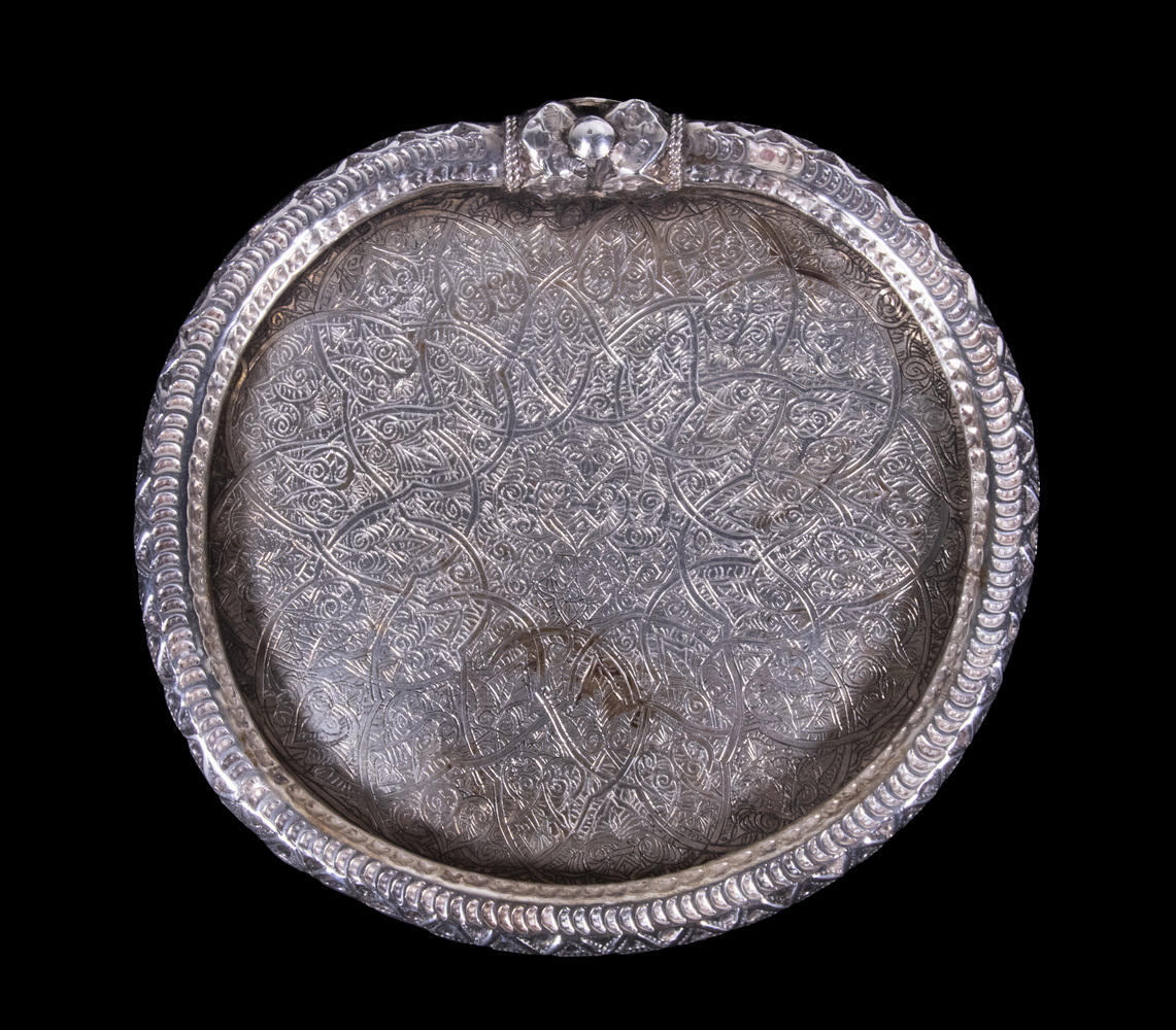 Appraisal: EGYPTIAN SILVER TRAY -Silver Card Tray or Small Plate with