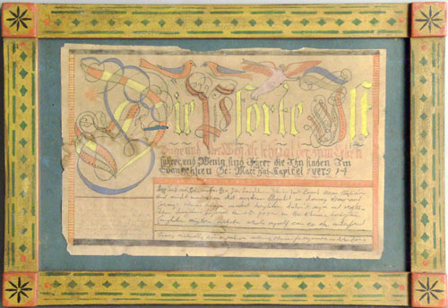 Appraisal: Contemporary watercolor fraktur x