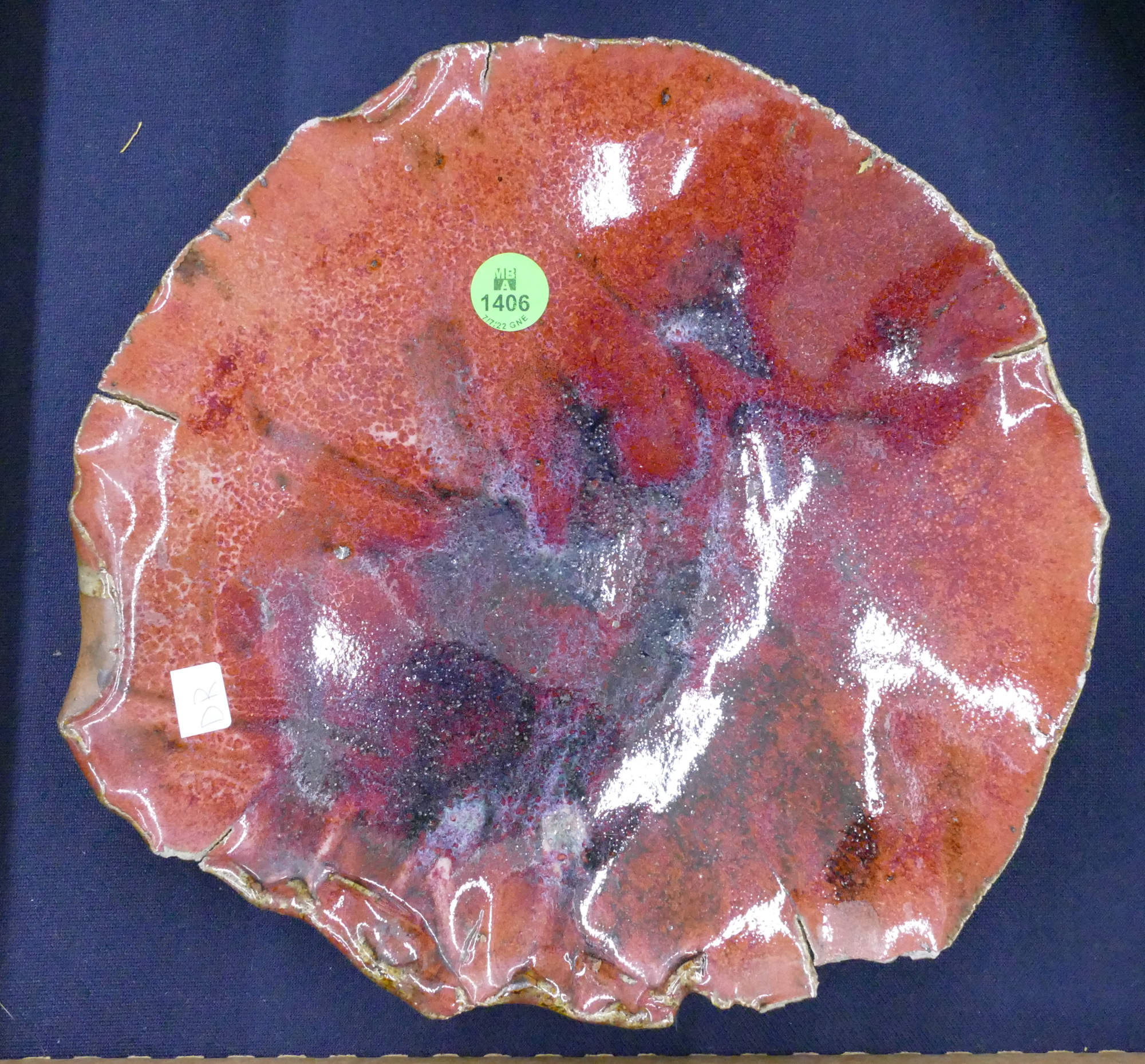 Appraisal: Jerry Glenn Studio Pottery Red Tray ''