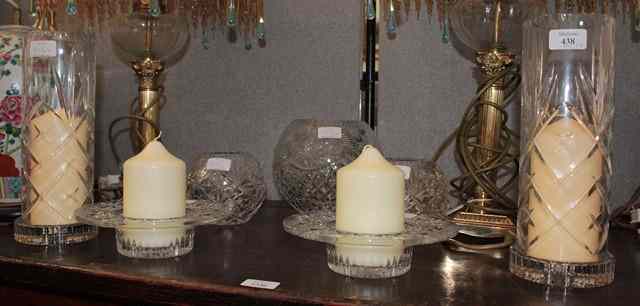 Appraisal: A PAIR OF WATERFORD CRYSTAL SHALLOW CANDLE STANDS diameter together