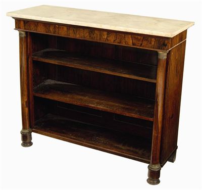 Appraisal: A Louis Phillippe rosewood open bookcase the associated marble top