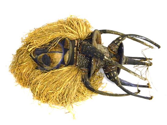 Appraisal: African mask from the Yaka tribe Zaire raffia mane paint