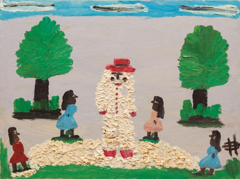 Appraisal: Clementine Hunter American Louisiana - Snowman oil on canvas board