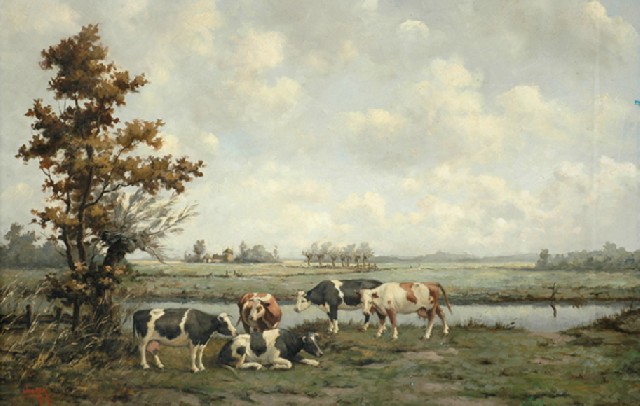 Appraisal: Willem De Kok Dutch -unknown Cattle in Landscape oil on