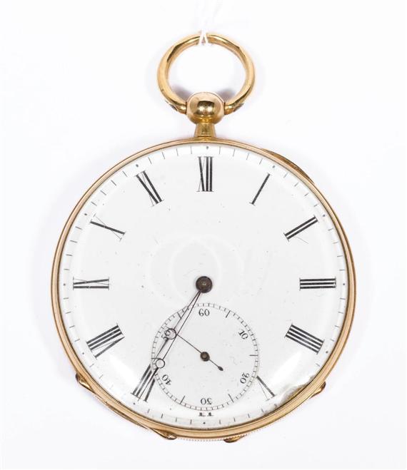 Appraisal: POCKET WATCH Neuchatel ca Yellow gold Round flat case No