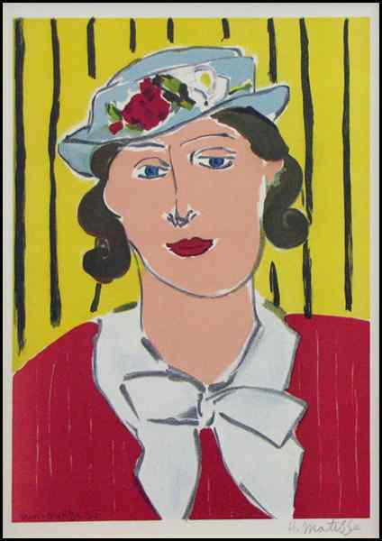 Appraisal: AFTER HENRI MATISSE FEMME AU CHAPEAU Lithograph in colors bearing