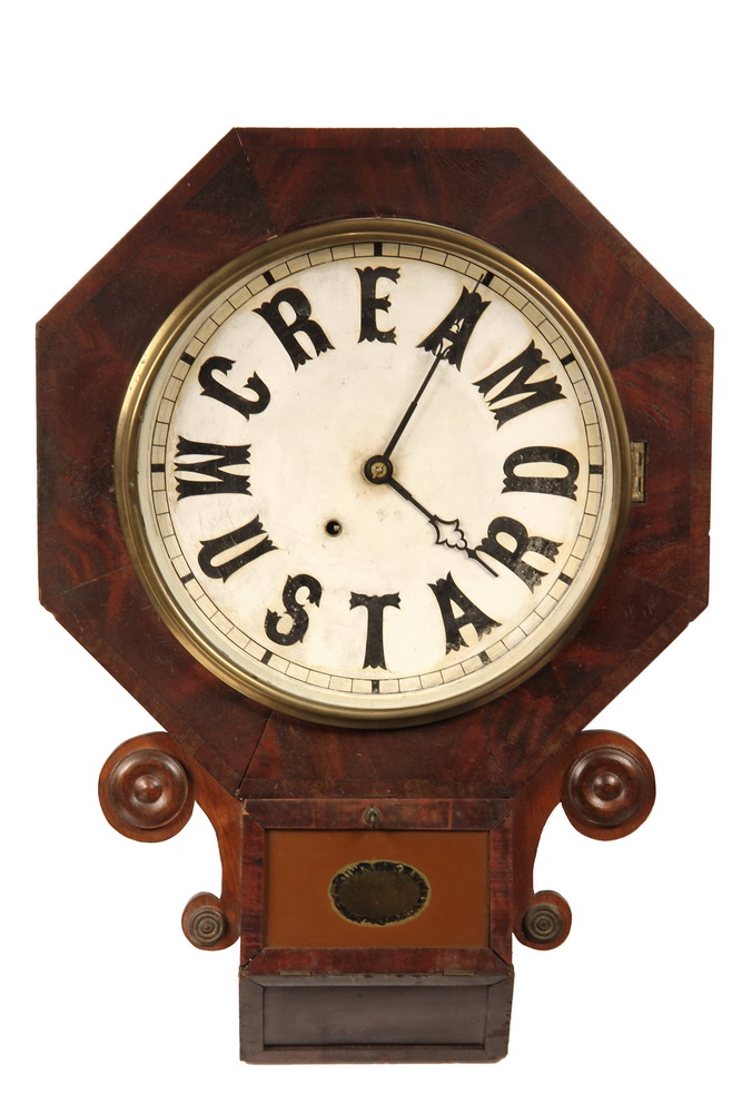 Appraisal: ADVERTISING WALL CLOCK - Cream Mustard Store Ad Clock in