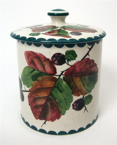 Appraisal: WEMYSS LARGE PRESERVE JAR COVER EARLY TH CENTURY decorated with