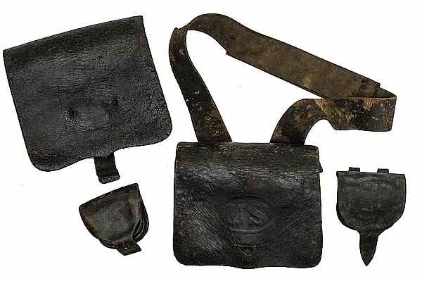 Appraisal: Two Musket Cartridge Boxes and Two Cap Boxes One cartridge