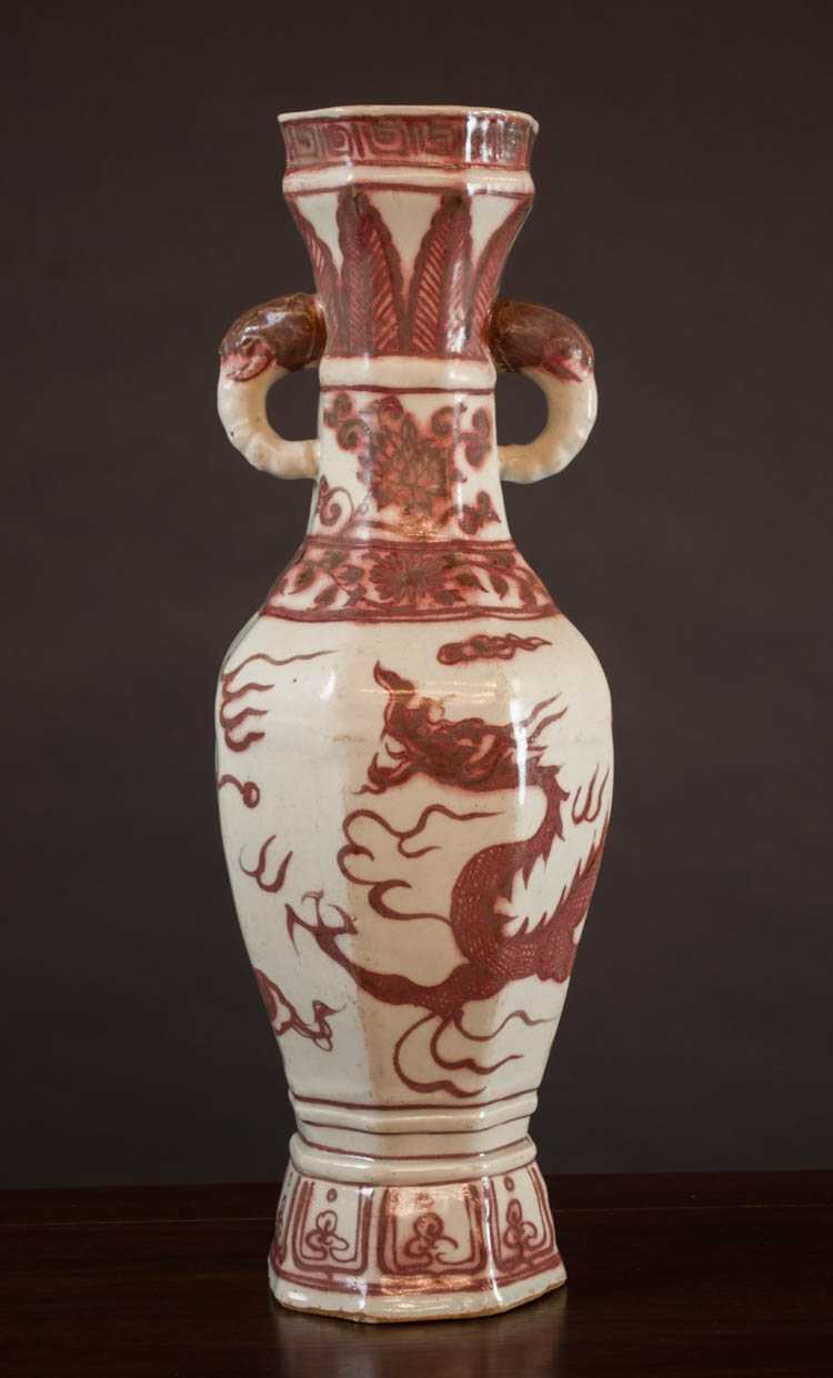 Appraisal: MING STYLE CHINESE PORCELAIN VASE having a red underglaze dragon