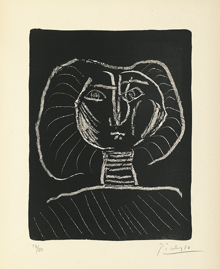 Appraisal: PABLO PICASSO T te de femme fond noir Lithograph x