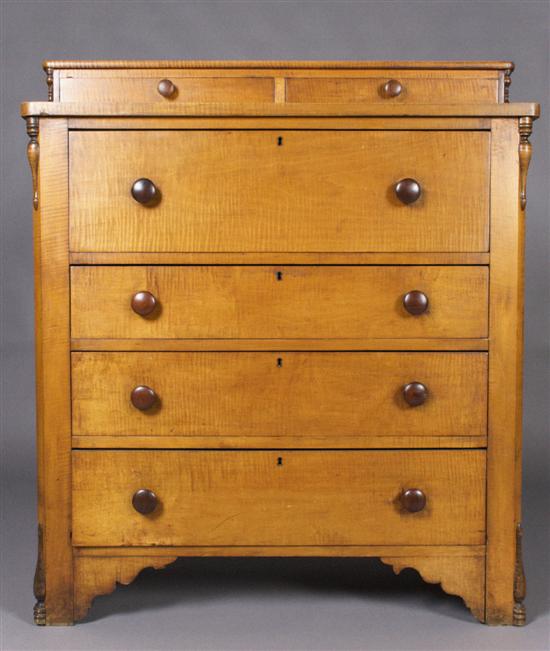 Appraisal: An American Tiger Maple Chest of Drawers Height x width