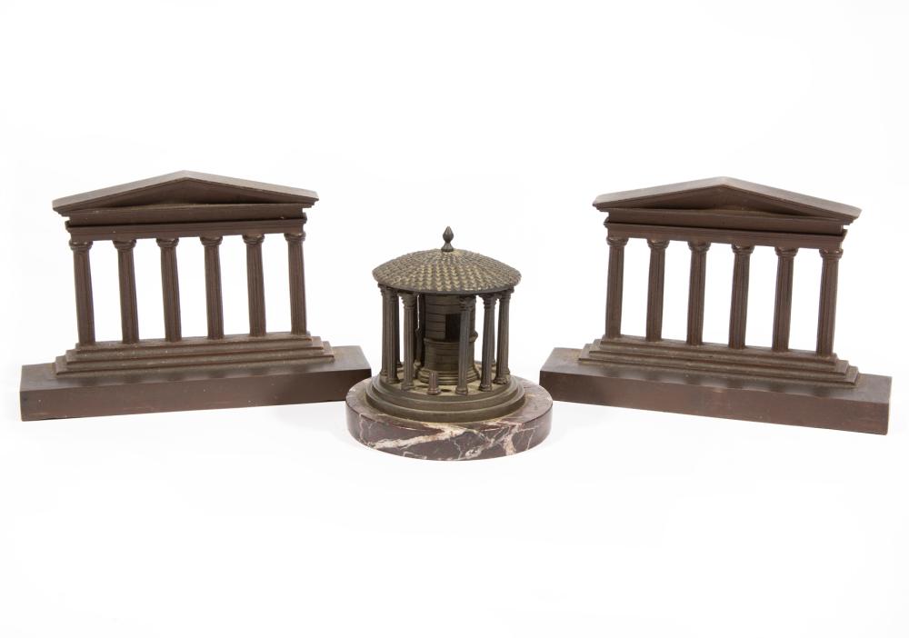 Appraisal: Italian Grand Tour Bronze and Marble Inkwell modeled as the